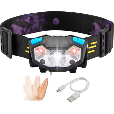 Lampada frontale a LED ricaricabile tramite USB, ultraleggera e comoda (1/5)