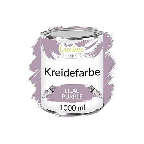 Creative Deco Kreidefarbe Flieder 1L Matt und Abwaschbar für Holzmöbel