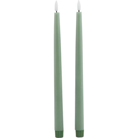 Luxe Collection LED Dinner Candles (Set of 2) - Wax - L2 x W2 x H25 cm - Sage