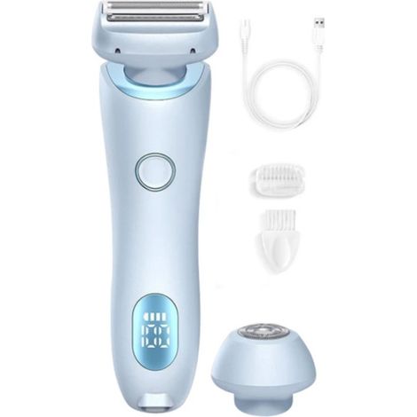 Épilateur - Rasoir portable 2 en 1 - Rasoir sirène utilisable sur peau sèche ou humide - Bleu - Haute qualité-AquaForge
