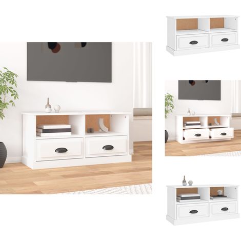 TV-Schrank Weiß 93x35,5x45 cm Holzwerkstoff - TV Schrank - Fernsehtisch - Holzwerkstoff Möbel - Weißer TV Stand - Wohnzimmer Möbel (1/5)