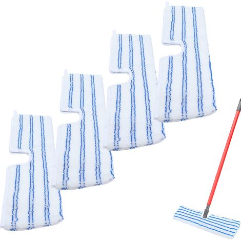 Lot de 4 lingettes de rechange en microfibre pour balai O Cedar, compatibles avec les balais à franges O-Cedar pour parquets et autres surfaces. Housses de balai réutilisables et lavables pour une uti