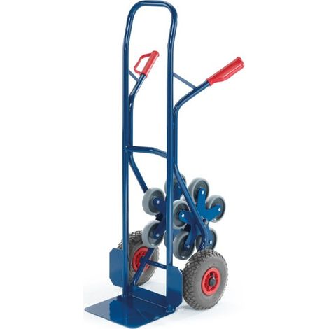 Rollcart Stahlrohr-Treppenkarre, mit fünfarmigen Vollgummi- Radsternen und Luftbereifung, Schaufelbreite 300mm