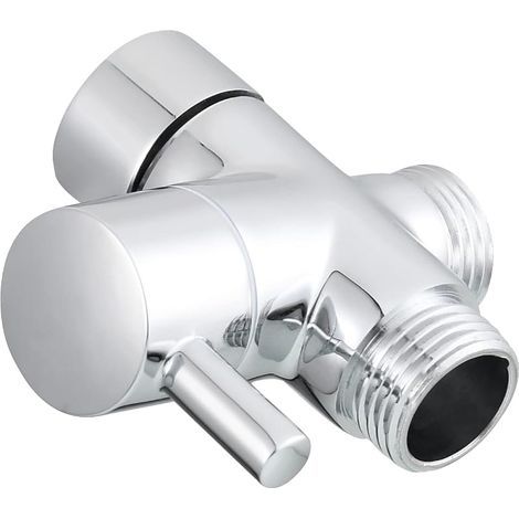 Valve 3 Voies en Laiton Massif G1/2" Douchette Composants de Douche Raccord Universels, Chrome, DSF007