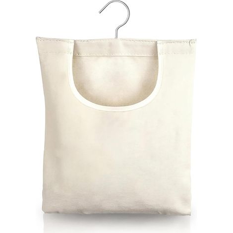 Panier Pince à Linge a Suspendre, Panier Epingle a Linge en Toile, 32 x 28cm Sac à Pince à Linge Suspendu, Sac de Rangement de Rotatif à 360 Degrés, pour Jouets Chaussette Petits Objets (1/5)