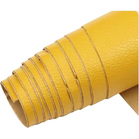 Patch En Cuir auto-adhésif PVC trous de réparation Autocollant Cuir Kit Premiers Soins pour Canapé de Siège de Voiture Meubles Vestes Sac À Main Patch,jaune,35x137 cm (1/2)
