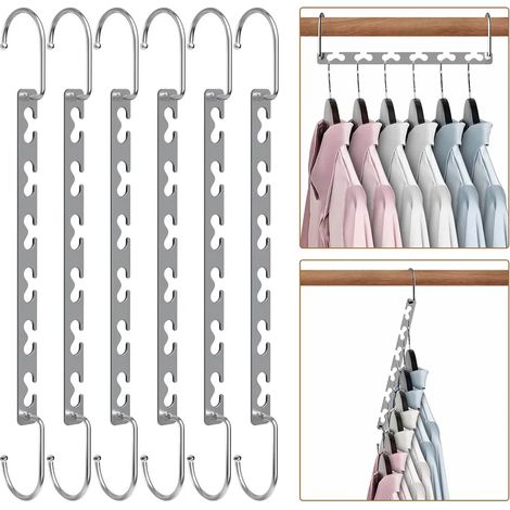 Sechs platzsparende, rutschfeste Metallkleiderbügel – diese praktischen Kleiderbügel eignen sich ideal zur Organisation Ihres Kleiderschranks, sparen Platz und sind perfekt zum Aufhängen von Hosen, Je (1/5)