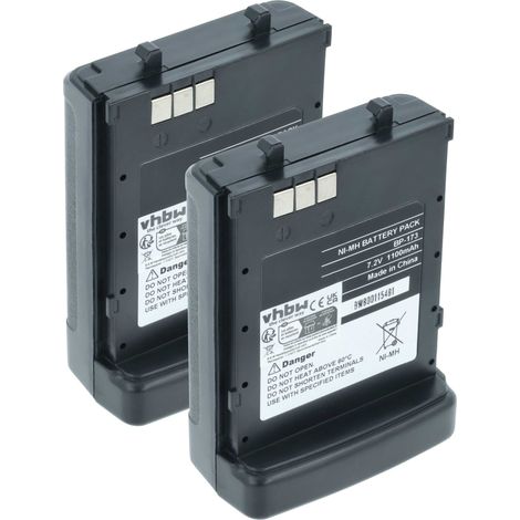 vhbw 2x Akku kompatibel mit Icom IC-T42, IC-T22, IC-T22E, IC-12A, IC-T22A, IC-T7, IC-T42A, IC-T42E Funkgerät, Walkie Talkie (1100 mAh, 7,2 V, NiMH)