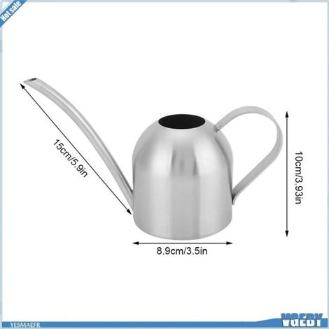 1 arrosoir 500 ml, acier inoxydable, bec long précis, poignée ergonomique, pour plantes d’intérieur et de terrasse (1/4)
