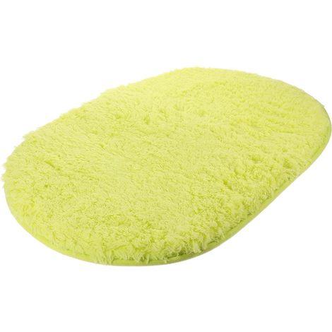 Tapis de bain antidérapant forme ovale , en peluche verte , doux et offrant une adhérence confortabl (1/5)