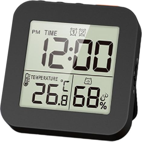 Termohigrómetro Digital con Pantalla LCD - Reloj con Función Alarma y Luz de Fondo - Negro (1/5)