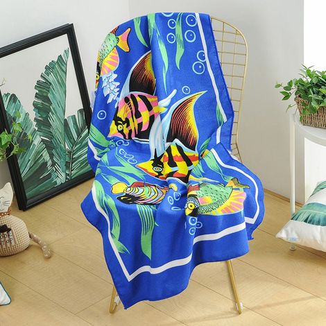 Tapis de pique-nique multifonctionnel en fibre de polyester, tapis de yoga, serviette de plage/bain résistante au soleil, tapisserie (bleu) (1/5)