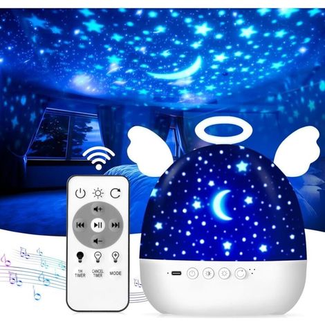 Star Projector Lamp Night Light for Children with 22 Films, Baby Night Light Projector Sky Star Ceiling, 360° Rotation and Remote Control, Rechargeable Children's Lamp Bedroom Newborn Gift MUMU (1/4)