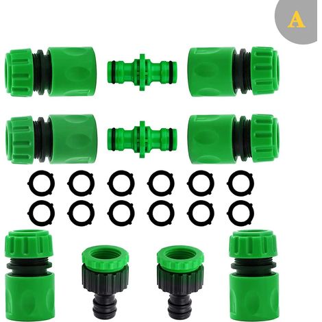 (Combinaison A-1/2'') Raccord rapide ABS pour tuyau d'arrosage, extrémité 1/2", double mâle, adaptateur et rallonge pour tuyau d'arrosage. (1/5)