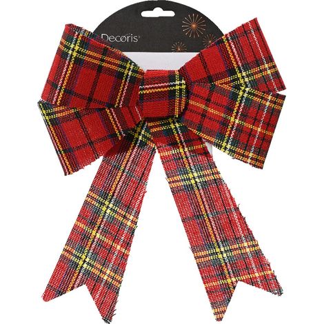 Weihnachtsschleife Rot kariert 26 x 22 cm - Polyester & Kunststoff