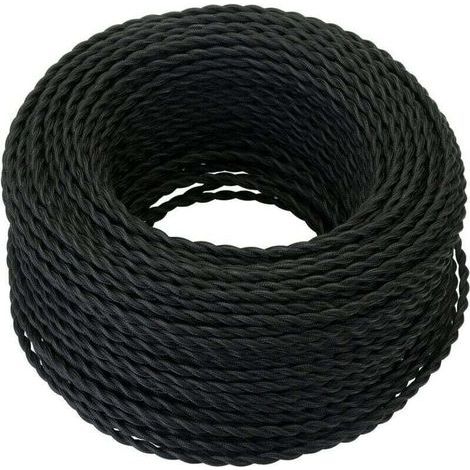 Câble Electrique Textile 10M,Rétro Corde de chanvre tressé torsadée Câble 2x0,75 mm², 2 fils torsadés toronnés,pour DIY Pendentif Lampe/Noir (1/5)