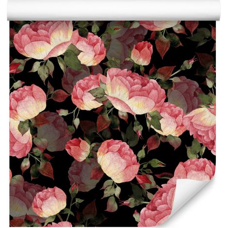 Carta da parati con rose per soggiorno e camera da letto 50x1000 cm (1/5)