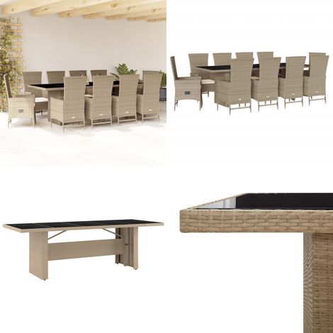 Ensemble à manger de jardin et coussins 11 pcs beige poly rotin - Salon De Jardin - Meuble De Jardin - Set Salon De Jardin - Table De Jardin - Chaises De Jardin - Home & Living (1/5)