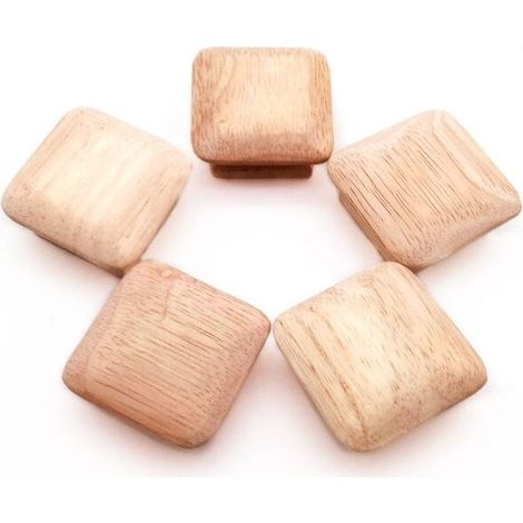 10 Pièces Carré Bois Boutons En Bois Cabinet Poignées Armoire Pull Boutons de Commode Placard Meubles Poignées Hardware (1/5)