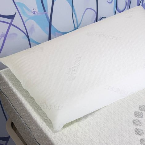 Dmora - Juego de 2 cojines Bresso, Almohada, Reposacabezas acolchado, Cojín dormitorio, Made in Italy, 70x40 h14 cm, Blanco (1/5)
