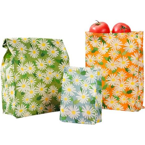 Set di 3 sacchetti di cera d'api verticali (S/M/L), in cotone riutilizzabile per la conservazione degli alimenti, pratici per la cucina e l'uso quotidiano, semplici (1/5)