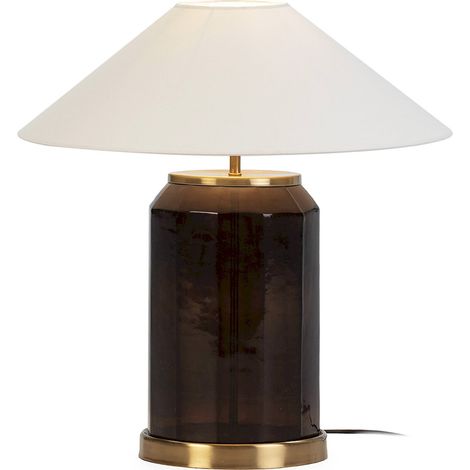 Lampe de table en verre marron foncé et métal doré élégante - marron foncé doré (1/3)