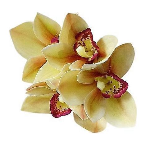 Fleur en soie artificielle, imitation exquise et pratique au toucher ultra réaliste, cymbidiumjaune clair (1/5)