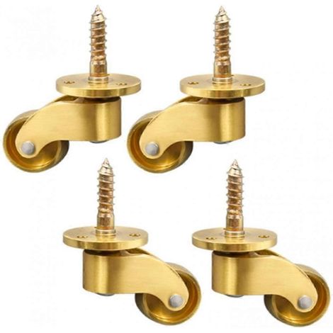 Ensemble de 4 roulettes universelles en laiton massif pivotantes à 360° pour meubles, 22 x 57 mm (diamètre x hauteur) (1/5)