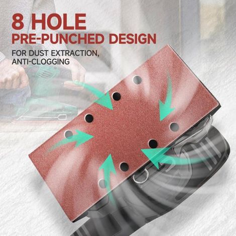 50 Pièces Papier a Poncer,93X 230mm Feuilles Abrasives 80 Grains Abrasives Papier pour Ponceuse Vibrante Polir et Enlever La Rouille (1/5)