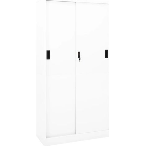 Büroschrank mit Schiebetür Weiß 90x40x180 cm Stahl
