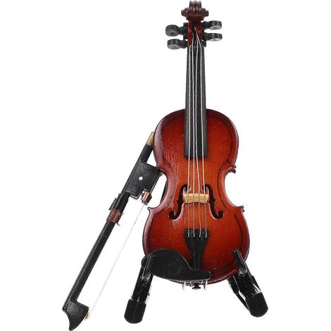 1 ensemble de mini-violons décoratifs, adorables modèles de violons, accessoires photo chics-8X3X1.5CM-Brown (1/4)