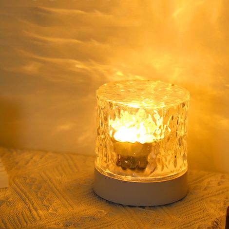 Veilleuse effet vague d'eau, lampe de table LED dynamique à 360° pour une ambiance romantique, idéale pour le salon et la chambre. Couleur : neutre. Fonctionne sur secteur. (1/5)