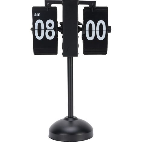 Orologio da scrivania digitale in acciaio inox con coperchio ribaltabile, visualizzazione dell'ora a 12 ore, alimentato a batteria, silenzioso, meccanico, automatico, per soggiorno, ufficio, base roto (1/5)
