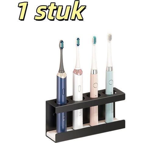 1 pièce - Porte-brosse à dents mural - Brosse à dents à séchage rapide - Métal - Idéal pour le rangement et l'organisation - 20 x 5 x 8,5 cm - Noir (1/5)