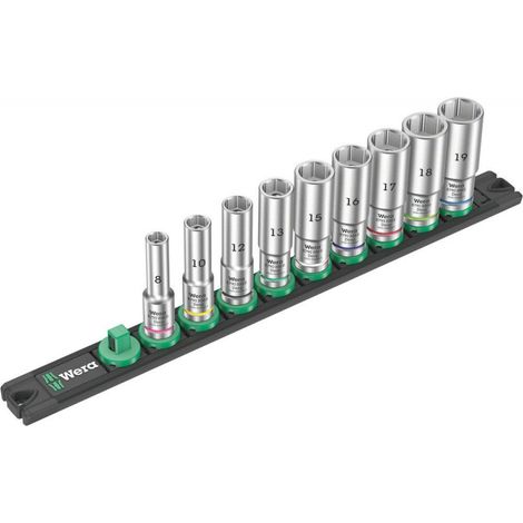 Wera Nuss-Magnetleiste B Deep 1 Steckschlüsseleinsatz-Satz, 3/8"-Antrieb, 9-teilig - 05005440001