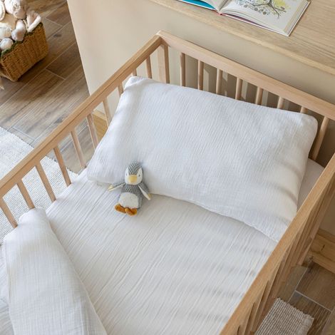 Taie d'oreiller bébé 40x60 gaze de coton blanc Terre de Nuit NOA - NOA