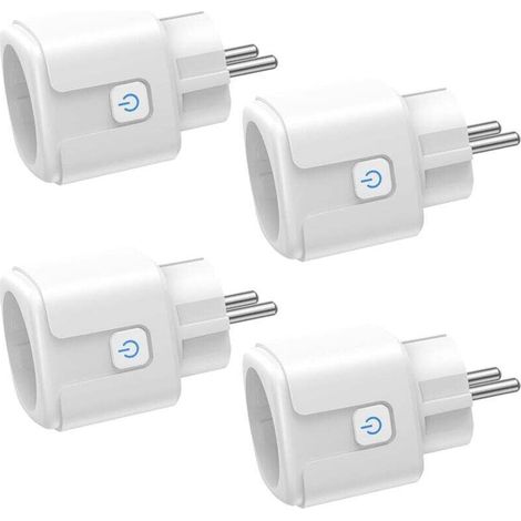 Prise intelligente WiFi, prise intelligente, 16A, prise WiFi avec mesure de consommation, télécommande, commande vocale, compatible avec Alexa et Google