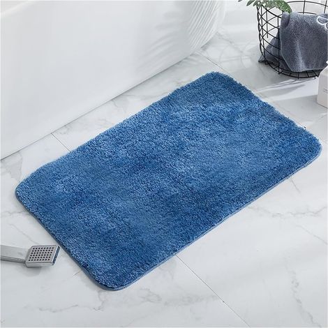 Tappetino da bagno, tappetino da bagno in morbida microfibra, tappeto da bagno soffice, super assorbente e, 60x90 cm), Tappetino antiscivolo per doccia esterna (blu) (1/5)