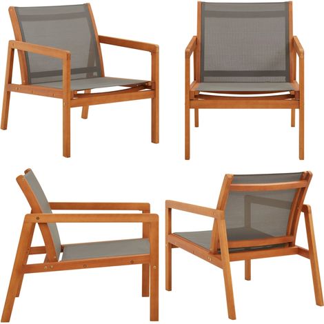Garten-Loungestuhl Grau Massivholz Eukalyptus und Textilene - Gartensessel - Gartenstuhl - Loungesessel - Esszimmerstuhl - Holzsessel - Home & Living (1/5)