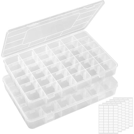 Boite Rangement Plastique, Petite Boite Rangement Perles avec Couvercle, Boites Rangements Compartiment avec 36 Diviseurs Ajustables pour Diamond Painting, Bijoux, Vis (1/5)