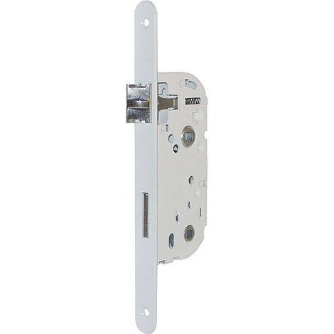 Vachette – Serrure à larder zinguée blanche droite à fouillot – Condamnation – Axe à 40 mm – Protection renforcée – Pour bois dur