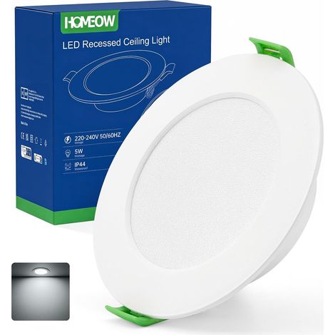 Spot LED Encastrable Extra Plat 68mm, Spot Etanche Salle de Bain IP44, 5W 400 Lumen Spots Encastrés Blanc Neutre 4000K, Trou 68-78mm, AC 220-240V, Lot de 10 (1/5)