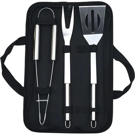 Kit d'ustensiles de Barbecue Portable avec Sac Rangement en Tissu, Comprenant : spatule, Pince, brochette et Autres Accessoires for(3-Piece Set) (1/5)