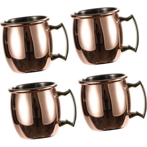 4x Moscow Mule Kupferbecher, (4er-Set) massive Kupferbecher, handgefertigt - 60 ml. (1/3)