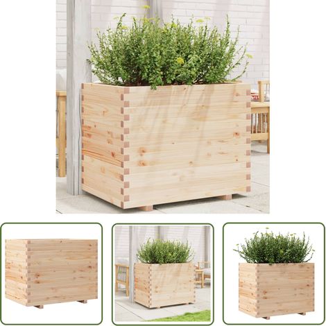 The Living Store Jardinière 90x60x72 cm bois de pin massif - Jardinieredécorative - Jardinière Extérieure - Pot En Bois - Jardinière Grande Capacité - Bac À Fleurs (1/5)