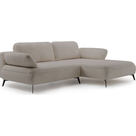 Selsey Avolla – Ecksofa mit Schlaffunktion, Bettkasten und hydrophober Chenille, rechtsseitig, Beige