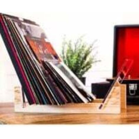 Supporto Per Vinili In Bambù – Contiene Fino A 50 LP Da 12" O 7", Base Scanalata Antiscivolo, Elegante E Assemblato In Pochi Secondi - 2