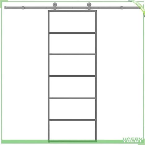 Porte coulissante - 3332830 - Verre ESG 76x205 cm - Transparent/Noir - Rail 213,5 cm (1/5)