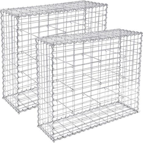 Lote de 2 gaviones de piedra jaulas metálicas malla fina 5 x 10 cm acero galvanizado antioxidante 100 x 80 x 30 cm tabique de pared decoración de jardín 120001930 (1/4)