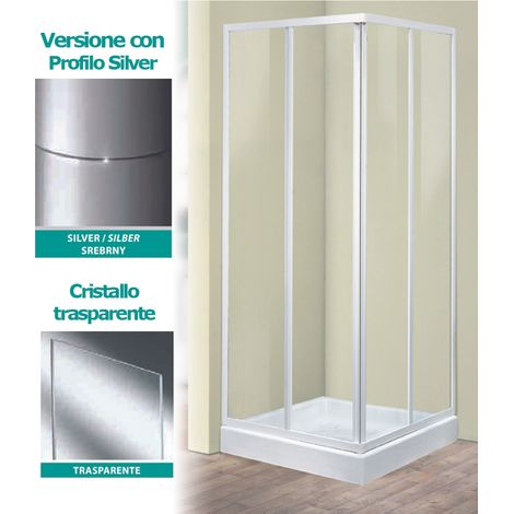Angolo doccia 70x90 tris a2 cristallo trasparente profilo silver